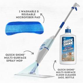 img 3 attached to 🧹 Easy-Cleaning Quick Shine Spray Mop Kit with 1 Mop Pad & 1 16oz Multi-Surface Floor Cleaner - Maneuvers Effortlessly under Furniture, No Batteries Needed - Refillable Cleaning Cartridge