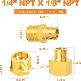 img 1 attached to 6PCS Brass Pipe Fitting Hex Bushing Reducer Adapter 1/8 Inch NPT X 1/4 Inch NPT - GASHER