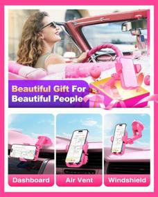 img 2 attached to VANMASS [Upgraded] Phone Holder Car [Anti-Slip Soft Silicone & Powerful Suction] Dashboard Windshield Universal GPS Vehicle Mount, Compatible With IPhone 14 13 12 11 Pro Max &Truck/SUV/Jeep (Pink)