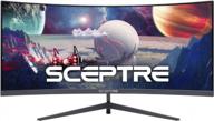 🎮 sceptre c305b-200un1 30-inch curved gaming monitor with 2560x1080p resolution, 200hz refresh rate, tilt adjustment, flicker-free technology, high dynamic range, built-in speakers, and hd display logo