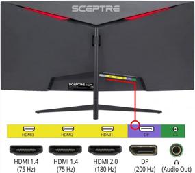 img 1 attached to 🎮 Sceptre C305B-200UN1 30-Inch Curved Gaming Monitor with 2560X1080P Resolution, 200Hz Refresh Rate, Tilt Adjustment, Flicker-Free Technology, High Dynamic Range, Built-In Speakers, and HD Display