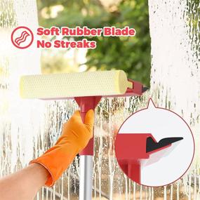 img 2 attached to 🪟 ALFLOD Professional Window Squeegee with Extendable Handle, 2-in-1 Window Cleaning Tool for Windows, Tiles, Walls, Glass, and Bathrooms