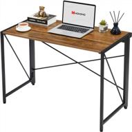 folding walnut computer desk - no assembly required for small spaces - 39" study writing desk - perfect for on-the-go work! logo