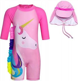 img 4 attached to 2-8Y Girls Unicorn Swimsuit - One Piece/Two Pieces Round Neck Rash Guard Bathing Suit By Jurebecia
