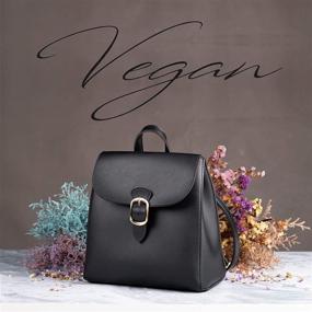 img 3 attached to 🎒 Timeless Black Vegan Leather Flap 3 Way Convertible Backpack for Women: Classic Vintage Style and Quality