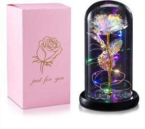 img 4 attached to Colorful Rainbow Light Up Glass Dome Rose Gift For Women, Christmas Flower Gifts For Mom, Grandma - Love Gifts For Her