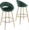guyou modern 30 inches bar stools set of 2 with back, upholstered velvet stools for kitchen island pub high chair stools gold legs 2pcs, green logo