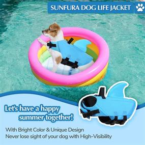 img 3 attached to 🐶 Protective Dog Shark Life Jacket with Rescue Handle & Superior Buoyancy - Perfect for Swimming, Boating, and Pool Safety - Small to Medium Sized Dogs