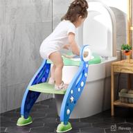 bluegreen potty training seat with step stool ladder for boys and girls - toddler toilet step trainer with handles, non-slip pads, adjustable heights-up stepper for bathroom logo