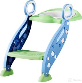 img 3 attached to Bluegreen Potty Training Seat with Step Stool Ladder for Boys and Girls - Toddler Toilet Step Trainer with Handles, Non-Slip Pads, Adjustable Heights-up Stepper for Bathroom