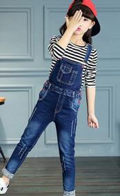 img 2 attached to Adjustable Strap Denim Bib Overalls For Girls - Big Kids' Long Jeans With Cotton Material - 1P