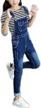 adjustable strap denim bib overalls for girls - big kids' long jeans with cotton material - 1p logo