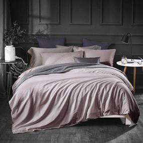 img 3 attached to Queen Size Dazzfond Egyptian Cotton Duvet Cover Set - Solid Bean Powder Color With Zipper Closure & Corner Ties, Luxury Bedding For Breathable Comfort And Easy Wash, 3-Piece Dazzling Protector