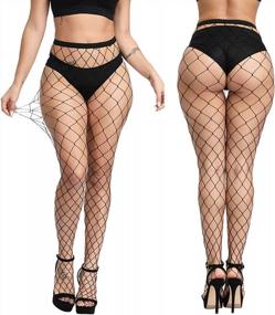 img 3 attached to 10 Styles High Waist Fishnet Stockings Tights Women Sexy Sheer Thigh High Garter Belt Mesh Pantyhose For Dance Costumes Party