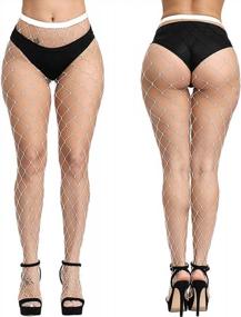 img 2 attached to 10 Styles High Waist Fishnet Stockings Tights Women Sexy Sheer Thigh High Garter Belt Mesh Pantyhose For Dance Costumes Party