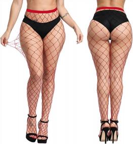 img 1 attached to 10 Styles High Waist Fishnet Stockings Tights Women Sexy Sheer Thigh High Garter Belt Mesh Pantyhose For Dance Costumes Party