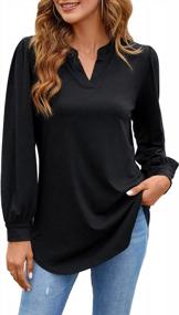 img 4 attached to Women'S Long Sleeve V Neck Tunic Tops Blouse, Puff Casual Loose T Shirts