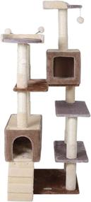 img 3 attached to 🐱 59-Inch HYABI Cat Tree Cat Tower: Pet Furniture with Grab Pole, Cat Activity Tower and Game House