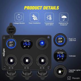 img 1 attached to 🔌 Nilight 3 Cigarette Lighter Socket Panel 12V/24V with Dual USB Charger, LED Voltmeter, ON/Off Rocker Switch - Multi-Function Panel for Trucks, Cars, Marine Boats, RVs - 2 Years Warranty