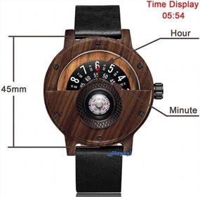 img 1 attached to Men'S Lightweight Handmade Wooden Watch - GORBEN Compass Turntable Quartz Sports Timepiece