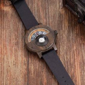 img 2 attached to Men'S Lightweight Handmade Wooden Watch - GORBEN Compass Turntable Quartz Sports Timepiece