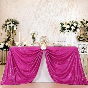 img 4 attached to Fuchsia Sequin Tablecloth 60X102 Inch Rectangle Glitter Wedding Party Christmas Decor