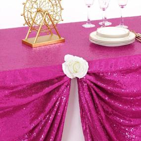 img 1 attached to Fuchsia Sequin Tablecloth 60X102 Inch Rectangle Glitter Wedding Party Christmas Decor
