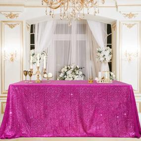 img 3 attached to Fuchsia Sequin Tablecloth 60X102 Inch Rectangle Glitter Wedding Party Christmas Decor