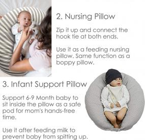 img 1 attached to Comfortable & Versatile Nursing Pillow For Expecting And New Mothers - Dordor & Gorgor Pregnancy Pillow, Grey Stripes
