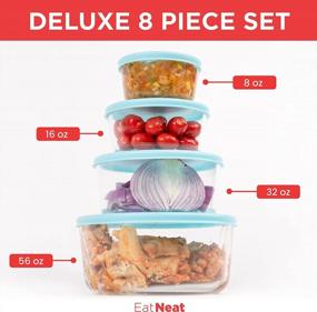 img 1 attached to Organize Your Meals With EATNEAT'S 8-Piece Round Glass Food Storage Containers – Premium Kitchen And Lunch Box Containers With Clear Lids