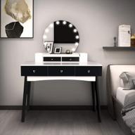 transform your space with jiasting vanity beauty station - hollywood style makeup and writing desk with led bulbs, 5 drawers, and 2 organizers logo