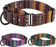 🐾 heavy duty tribal pattern adjustable martingale collars for dogs - collardirect soft safety training nylon wide pet collar (medium large) logo