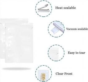 img 3 attached to 2.4X3.5" White Front Clear Open Top Vacuum Pouch 2.8Mil Heat Sealable Bags For Food Storage Packets, Mini Samples With Tear Notches (1000 Count)