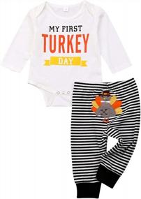 img 4 attached to Newborn Baby Boy/Girl Thanksgiving Outfit - Long Sleeve Romper, T-Shirt & Pants Set!