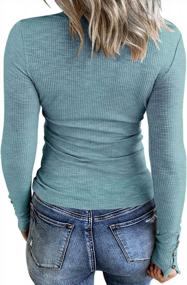 img 2 attached to Stylish Women'S Henley T-Shirt With Long Sleeves, Button-Down Design, Slim Fit, Ribbed Knit, And Scoop Neck - Perfect For Everyday Wear