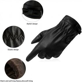 img 1 attached to LETHMIK Womens Touchscreen Texting Winter PU Faux Leather Gloves Driving Long Fleece Lined