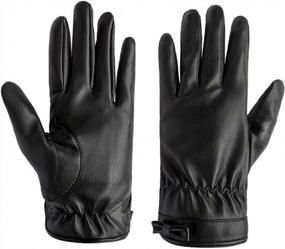 img 3 attached to LETHMIK Womens Touchscreen Texting Winter PU Faux Leather Gloves Driving Long Fleece Lined