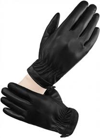 img 4 attached to LETHMIK Womens Touchscreen Texting Winter PU Faux Leather Gloves Driving Long Fleece Lined