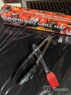 img 1 attached to Revolutionize Your Outdoor Cooking With SUMPRI Non-Stick Grill Mat - Includes Extra Tongs & Oil Brush! review by Jason Gay