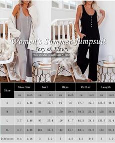 img 1 attached to Women'S Elegant Suspender Jumpsuit - Summer Round Neck Sleeveless Button Waffle Knit Overall Wide Leg Pants