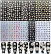holographic alphabet nail art stickers: 12sheet flower tattoos for manicure decorations logo