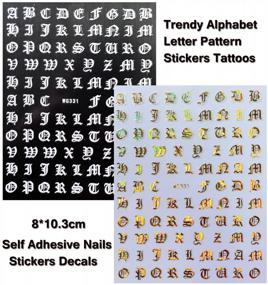 img 2 attached to Holographic Alphabet Nail Art Stickers: 12Sheet Flower Tattoos For Manicure Decorations