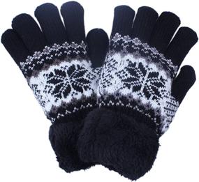 img 3 attached to Stylish Winter Gloves Mittens with Snowflake Design: Must-Have Cold Weather Accessories for Girls