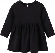 pureborn baby toddler girl solid cotton dresses with ruffle sleeves - playwear for ages 0-5t, available in short and long sleeve logo