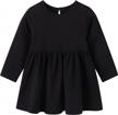 pureborn baby toddler girl solid cotton dresses with ruffle sleeves - playwear for ages 0-5t, available in short and long sleeve logo