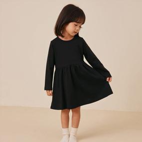 img 3 attached to Pureborn Baby Toddler Girl Solid Cotton Dresses With Ruffle Sleeves - Playwear For Ages 0-5T, Available In Short And Long Sleeve