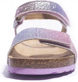 img 2 attached to KRABOR Kids Sandals, Glitter Flat Slides With Adjustable Straps And Cork Footbed For Toddlers, Little Kids & Big Kids