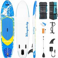 inflatable stand up paddle board for youth & adult | durable sup accessories, portable carry bag, non-slip deck, leash, paddle and pump | kingdely logo