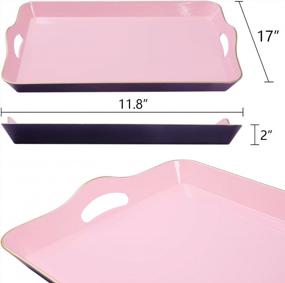 img 2 attached to 17" X 11.8" MAONAME Melamine Serving Tray - Pink Modern Decorative Rectangular Plastic Ottoman Tray For Coffee Table, Bedroom & Living Room