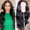 body wave lace front wigs human hair with hd lace frontal | 150% density natural black hair | 26-inch long | alimice for black women logo
